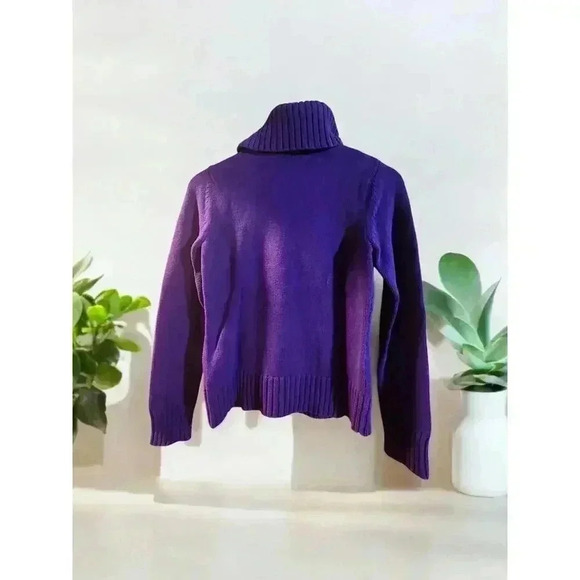 Lauren Ralph Lauren Womens Purple Knit Pullover Sweater Asymmetrical Buttons P/S - Picture 2 of 4